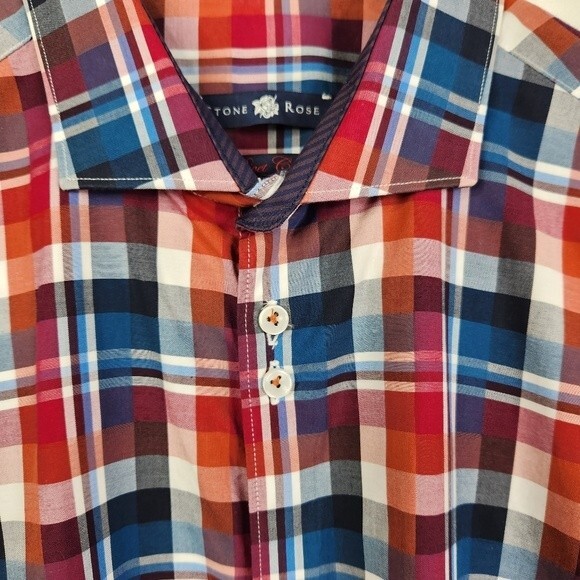 Stone Rose Men's Red Rivet Collection Long Sleeve Plaid Button Down Size 3/M - Picture 3 of 7